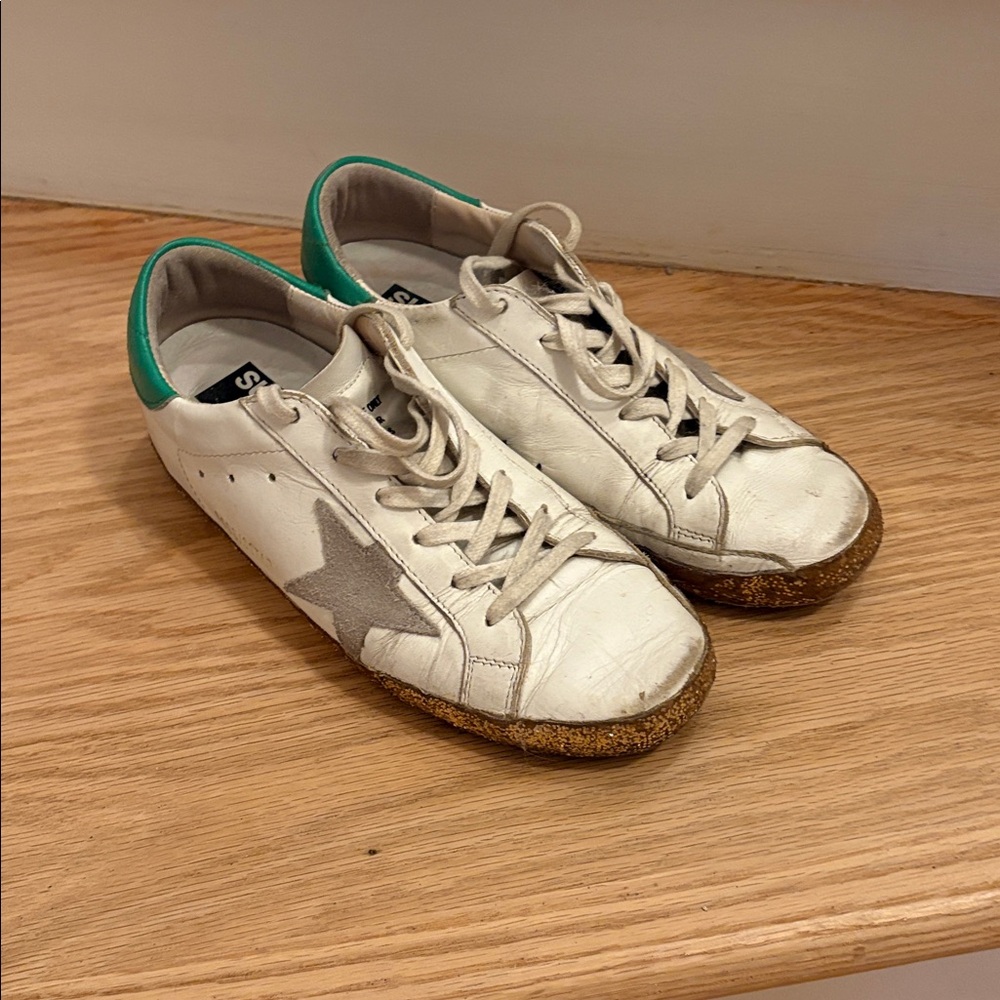 Golden Goose White and Green Women's Sneakers
